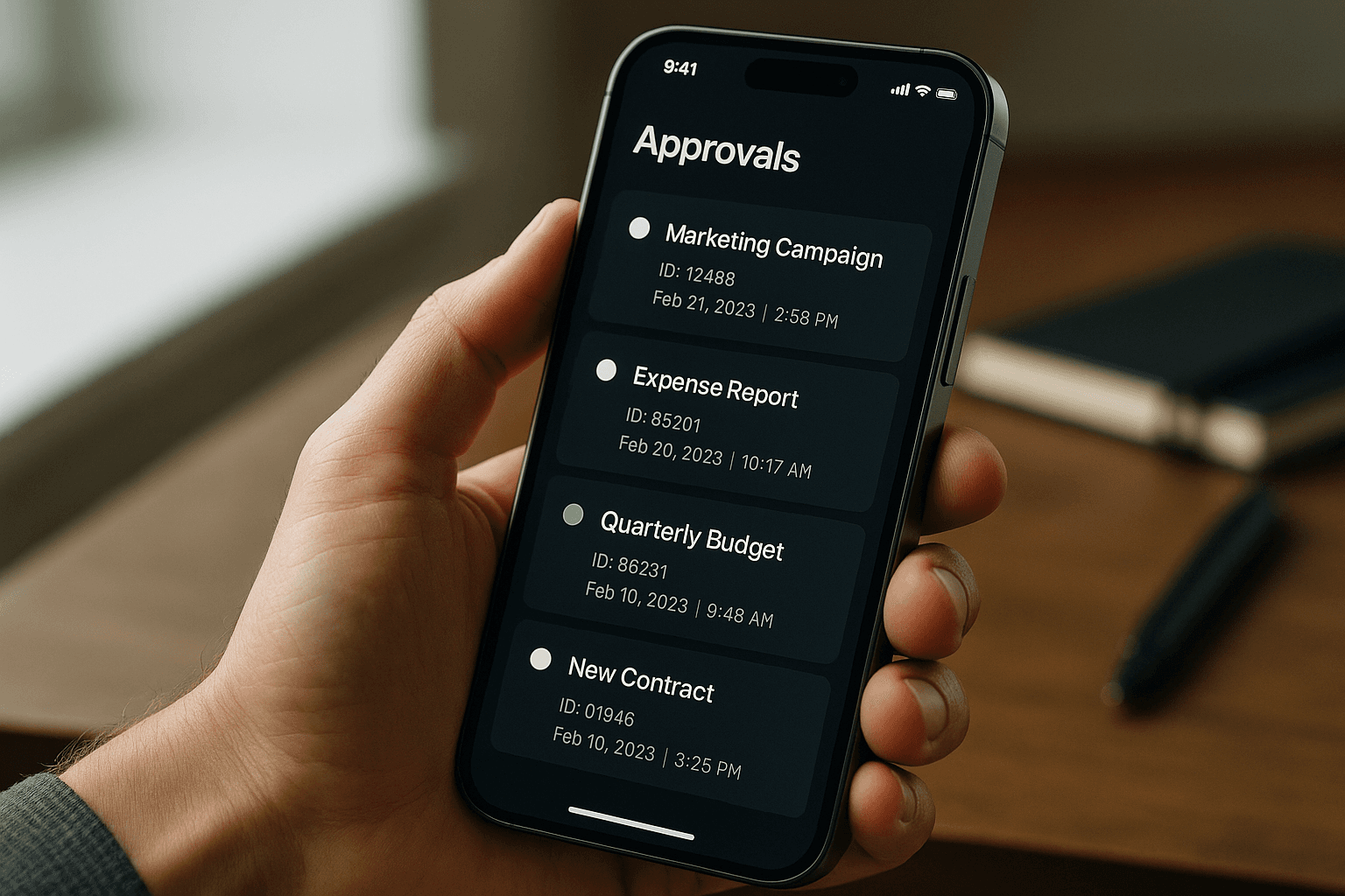 Approvals · inbox